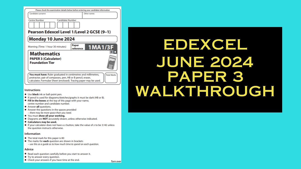 Edexcel Maths Foundation GCSE - June 2024 - Paper 3 - Worked Solutions ...