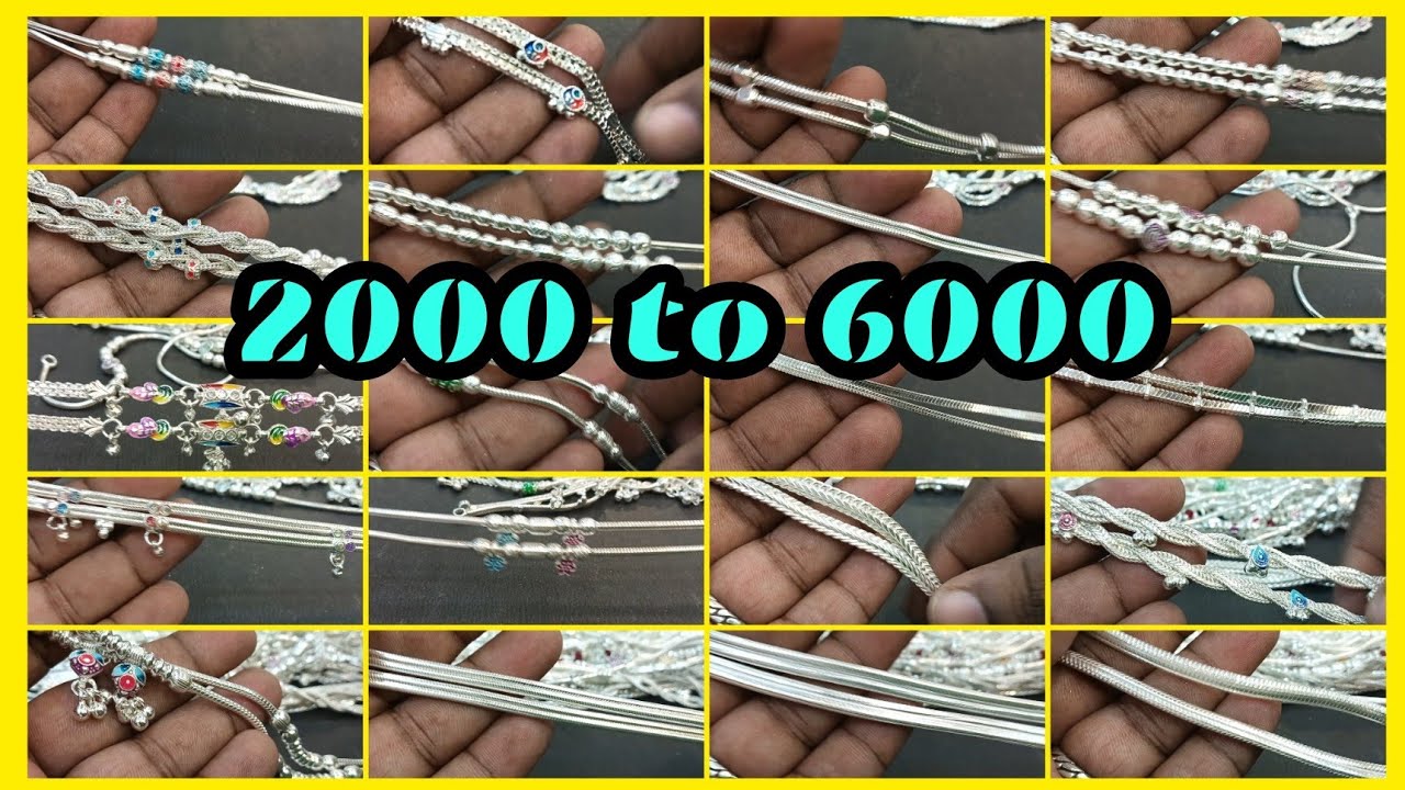 Silver Anklets 2000 to 6000 | Velli Kolusu | Payal Design