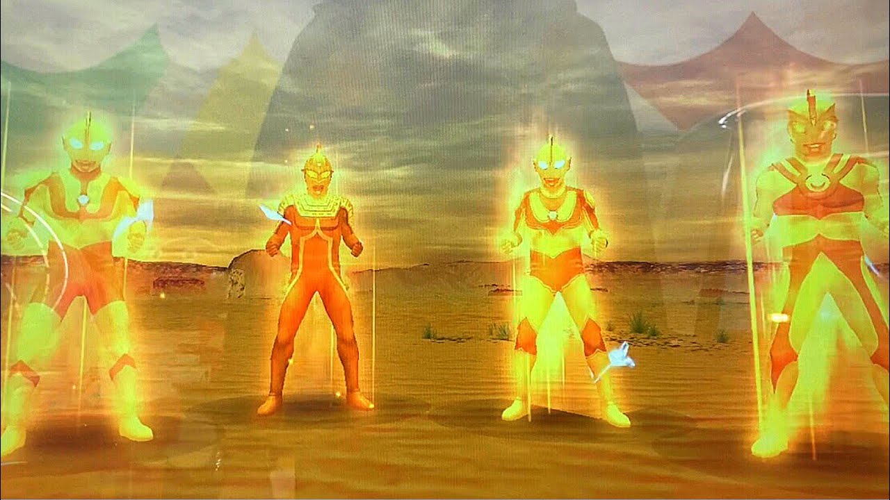 Glitter versions of the Ultra Brothers take on the evil Arch