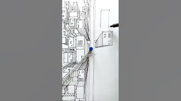 Making a perspective drawing of New York with a string #shorts