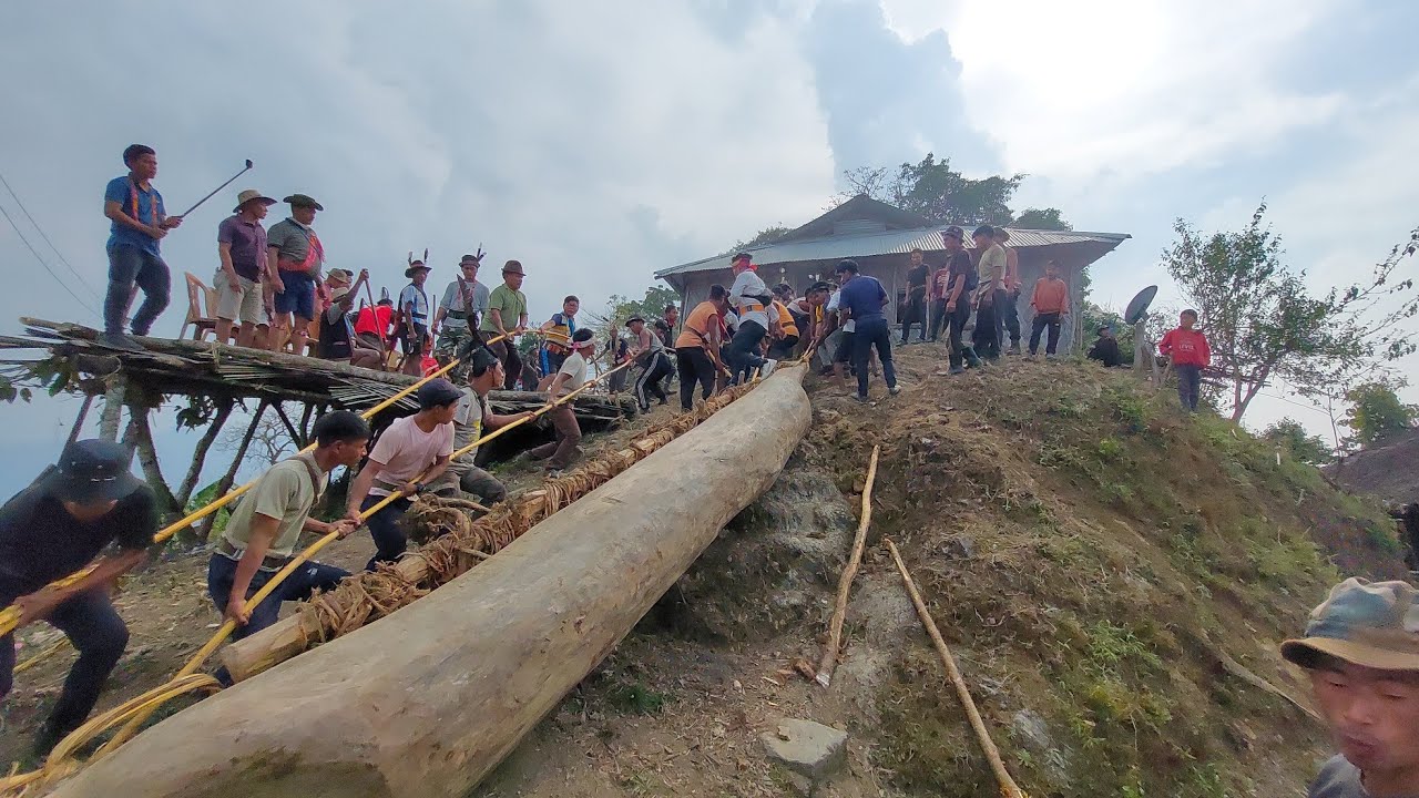 Longphong Village Bring biggest log Drum musical instrument in the world  🥁