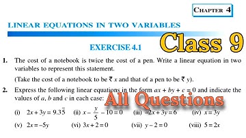 Class 9th Ex 4.1 Linear Equation In Two Variables NCERT  | Chapter 4 | CBSE | Rajmith study