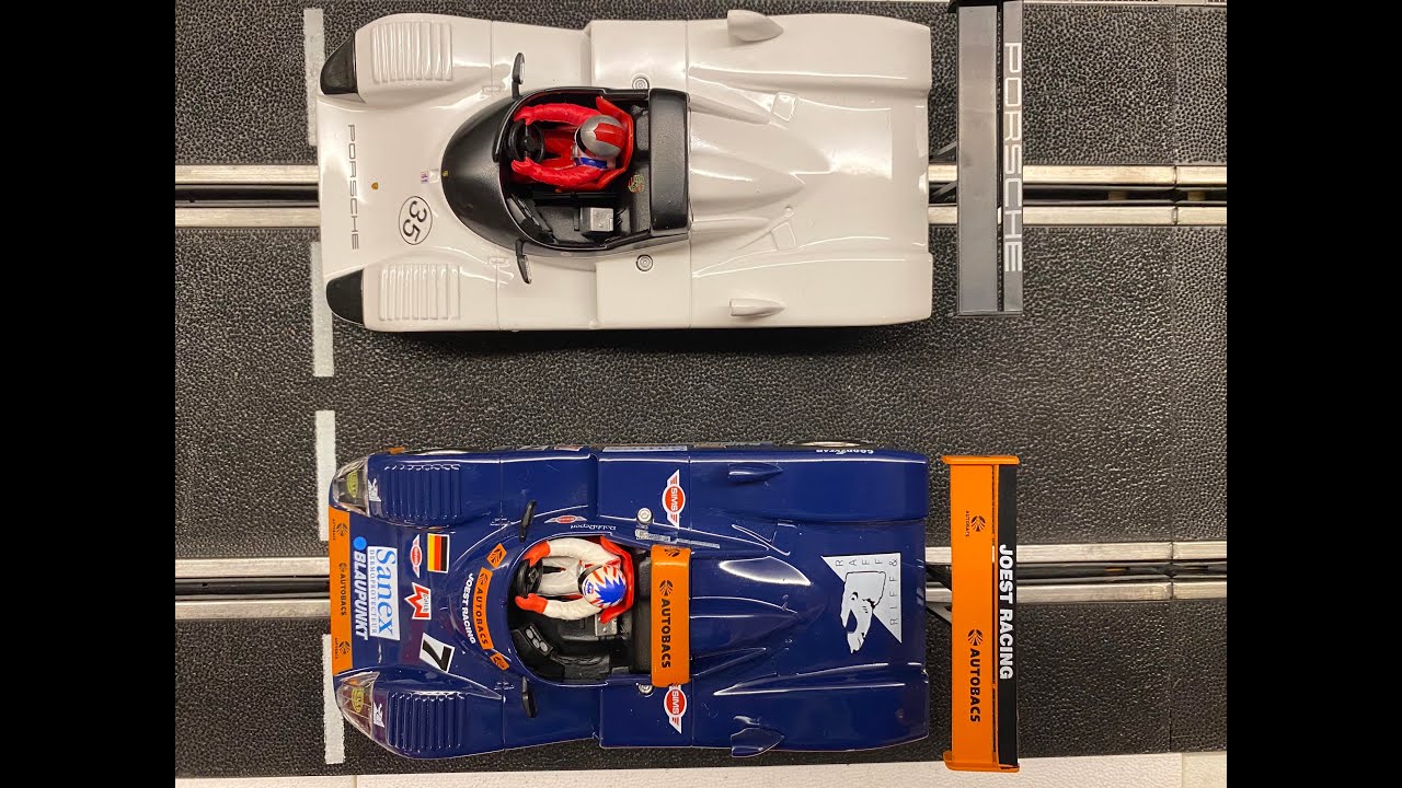 Fly slot car racing Porsche WSC Testcar vs Porsche WSC  - very Beautiful slotcars made in Spain
