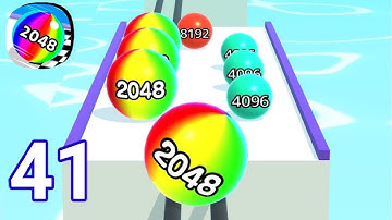 🛑 Ball Run 2048 speed challenge Gameplay 🤯⚽ funny video walkthrough Android iOS Max Level 41