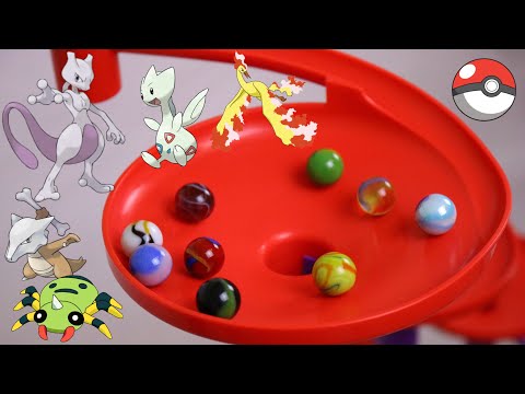9 Pokemon Marbles + 9 Funnels = Pokemon Marble Funnel INSANITY Race!!! | Pokemon Rush
