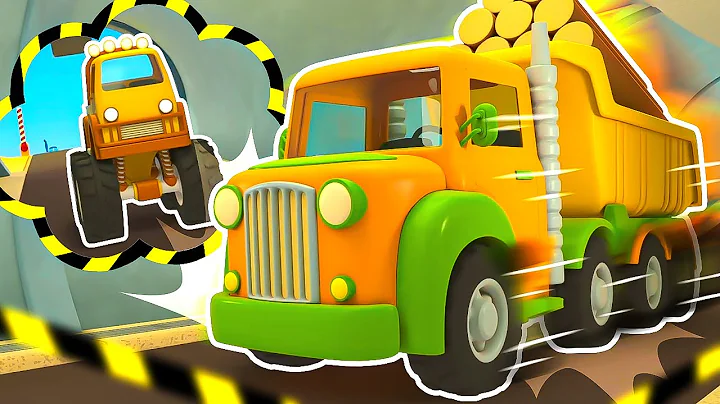 The monster truck is broken! The police car and a tow truck save the dump truck in the tunnel.