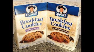 This is a taste test/review of the quaker breakfast cookies in two
varieties including oatmeal raisin and chocolate chip. they were $3.29
each in...