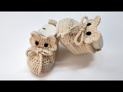 Tığ İşi Bebek Patik Modeli ✅️ Kedicik Patik