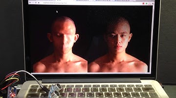 Webduino - 互動藝術展示 ( 超音波偵測距離，改變人臉 )