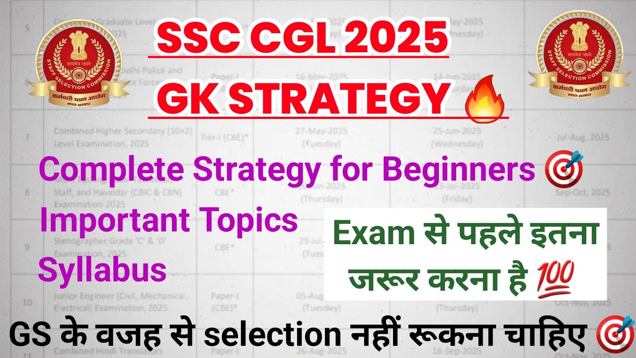 SSC CGL 2025 GK STRATEGY | Complete syllabus and important Topics - YouTube