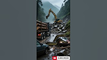 Extreme Danger! Excavator in Storm Rescue Meets Giant Python