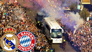 😤Real Madrid Fans welcome the Team Bus ahead of the Bayern Munich Champions League Clash👀