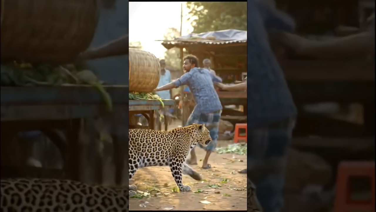 Cheetah Attacks Hen in Busy Village Market |