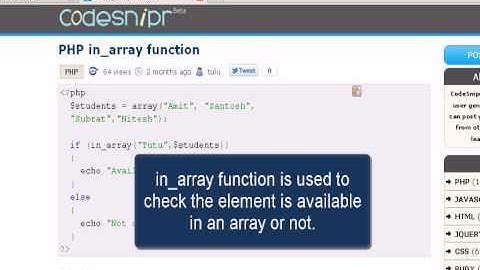 PHP tutorial :in array
