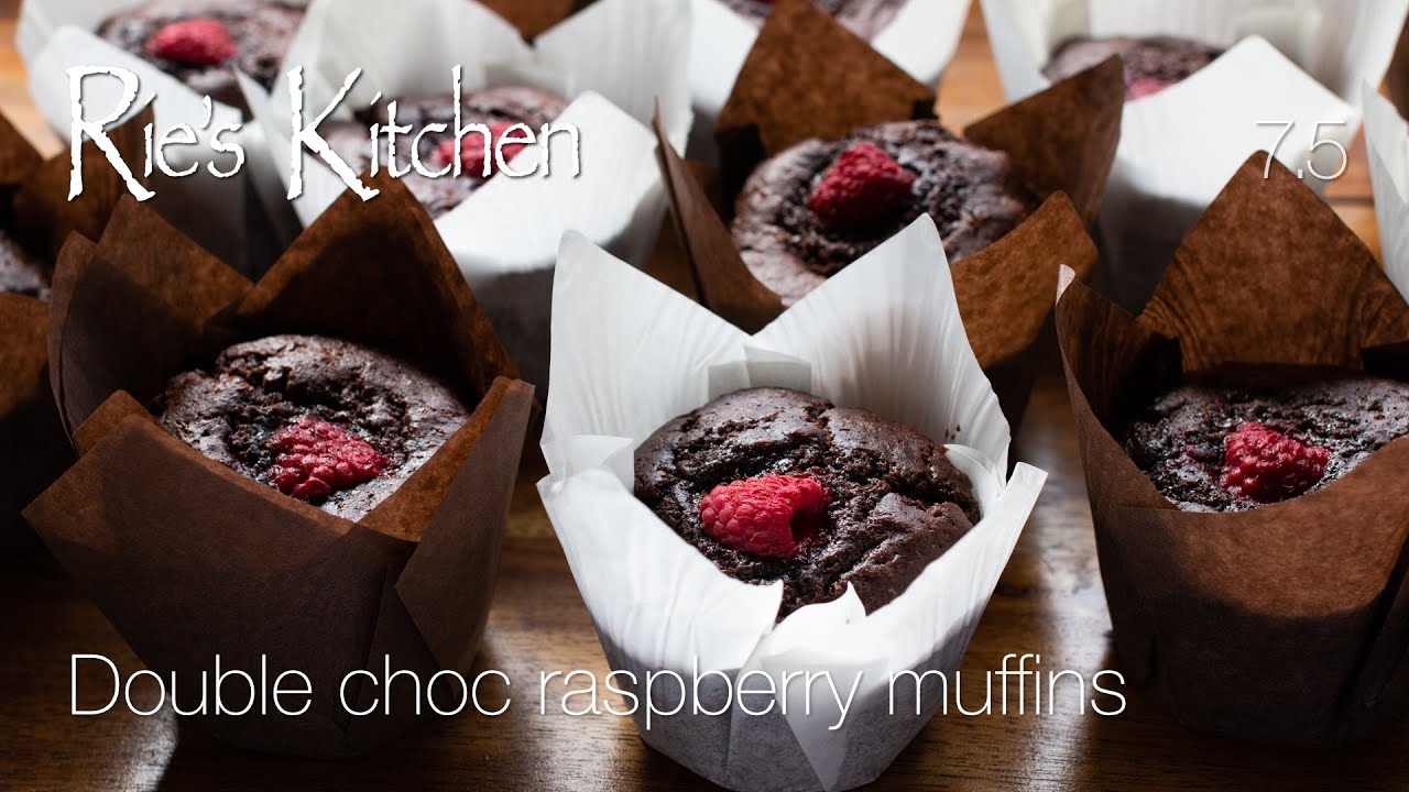 Double choc raspberry muffins