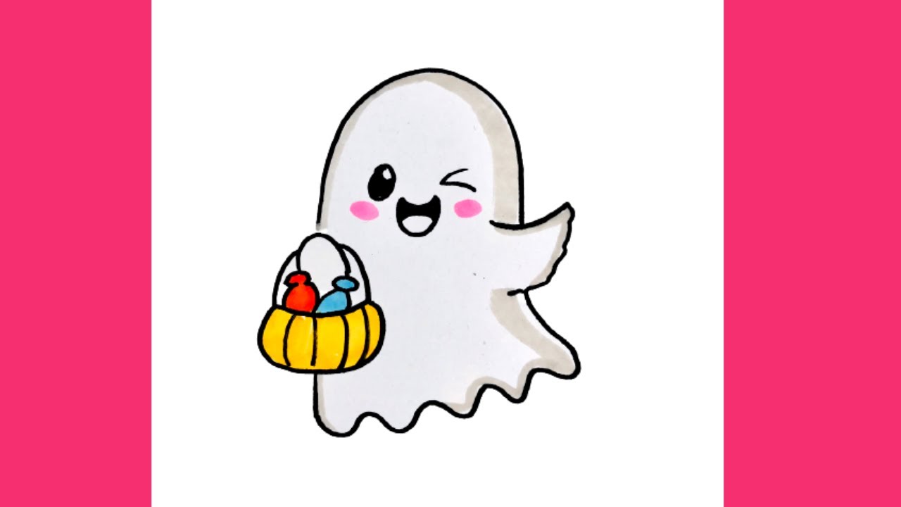 Cách vẽ con ma dễ thương _ halloween | How to draw a cute ghost ...