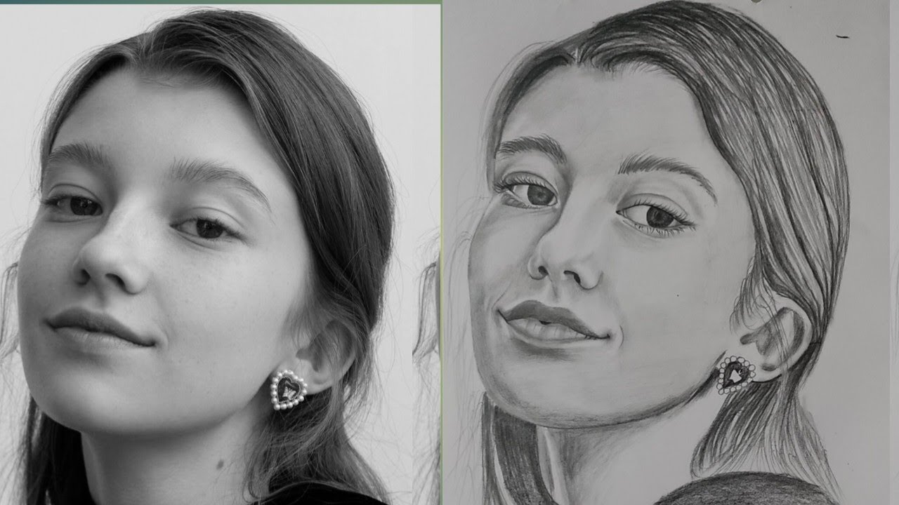 How to draw girl face using photo reference 3 Girl portrait👩‍💼 ️🎨