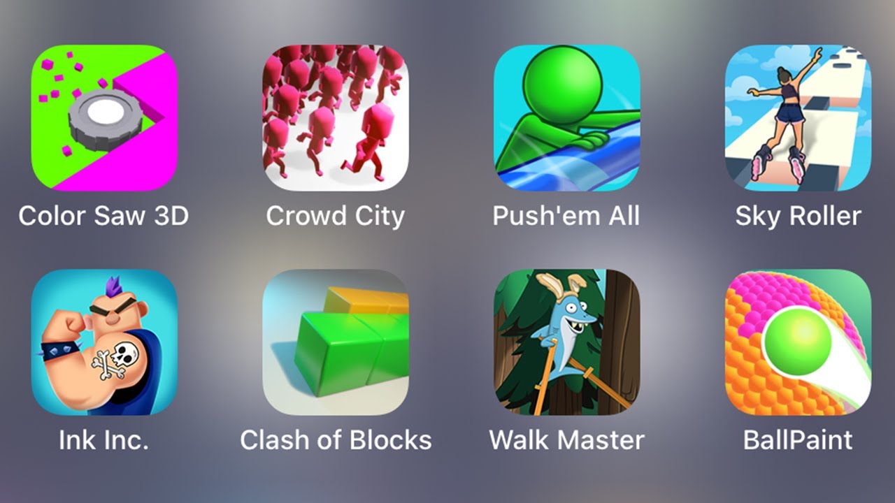 Crowd City, Push'er All, Sky Roller, Ink Inc.,Clash of Blocks,Walk Master,Ball Paint - iPad Gameplay