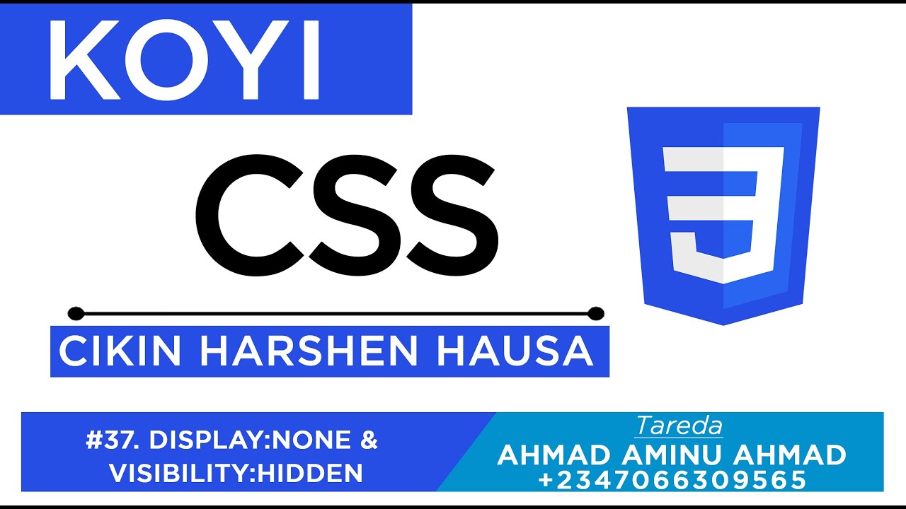 KOYI CSS 37 DISPLAY NONE & VISIBILITY HIDDEN - YouTube