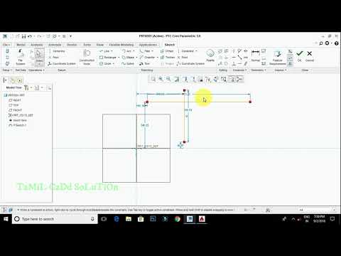 Creo 3.0 Sketch Edit Delete Segment, Corner, Rotate Tutorial -- Tamil