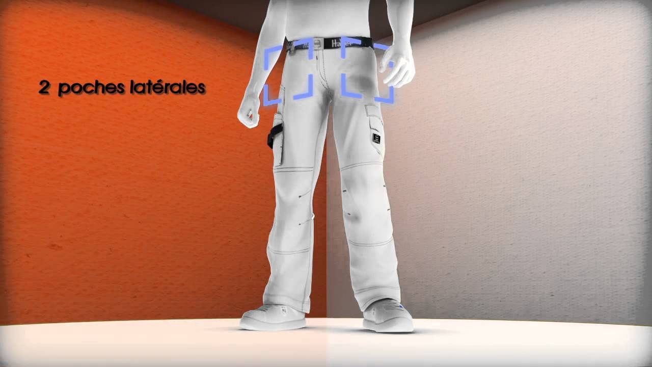 Pantalon De Peintre Élastique StrongAnt - Pantalon Travail Blanc Poches Genouillères, Fermeture YKK, Fabriqué UE