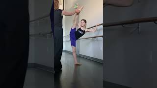 Learning a leg hold lean with favorite dance teacher Ms. Emily Andrews - Miriam at 9