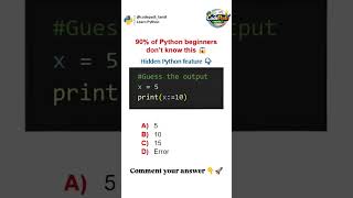 Comment your answer👇🚀, Python walrus operator revealed, Subscribe @CodePadi_Tamil, #shorts
