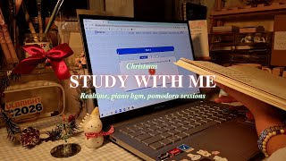 LATE NIGHT STUDY WITH ME (Christmas ver!) ✧ realtime, relaxing piano bgm, pomodoro ✧ jawonee