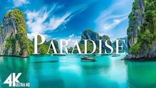 FLYING OVER PARADISE ISLAND (4K UHD) - Tropical islands with turquoise seas and palm-fringed beaches