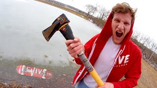 WE FROZE HIS SKATEBOARD IN A LAKE! / Warehouse Wednesday