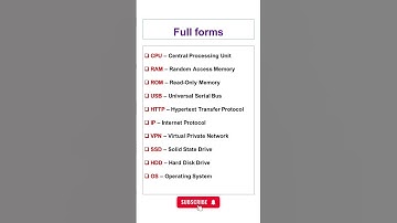 Fullform of CPU, RAM, ROM, USB, HTTP, SSD, HDD, OS, VPN |computer fullforms|#computer #fullforms #gk
