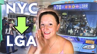 Times Square to Laguardia Airport ( LGA )  💺  How to Get a Seat on the Q70 Bus! 💺