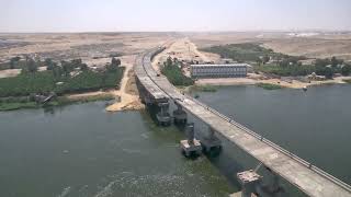 تصوير جوي لاعمال تنفيذ محور الفشن على النيل بمحافظة بني سويف