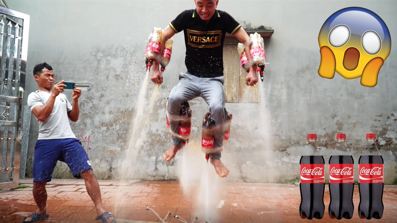 PHD -  Thử Gắn Tên Lửa Coca Vào Người | Rocket Cocacola