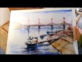 Watercolour painting tutorial danube bridge  budapest  lorand sipos