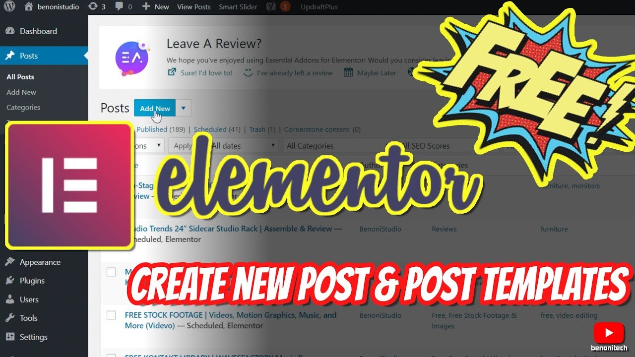 Update Elementor | How To Create a Single Post and Post Templates w/FREE version