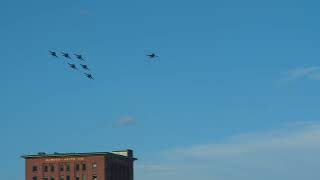 Blue Angels doing a fly-by over Canal Park , Duluth MN Sun June 29.