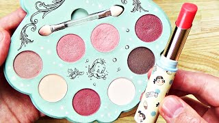 Slime Coloring with Japanese Makeup! Mixing Ariel's Eyeshadow & Peko's Lipstick into Clear Slime!