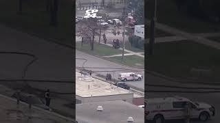 Aerial View From The Cp24 Chopper As Crews Battle Large Industrial Fire On Fenmar Drive