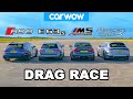 Audi RS6 v BMW M5 v AMG E63 v Porsche Panamera - DRAG RACE