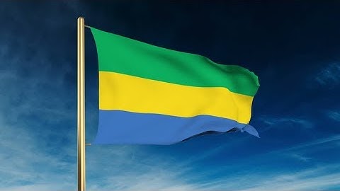 4K Gabon flag slider style. Waving in the wind with cloud background animation Stock video