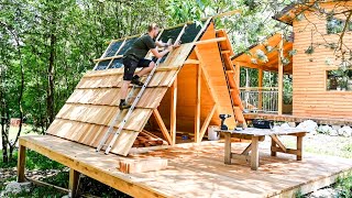 FULL BUILD: A - Frame CAMPING CABIN With Wooden Shingles