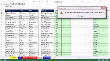 Excel Magic Trick 1177: Flash Fill or CODE Formula Split First Last Name Based on 2nd Capital Letter