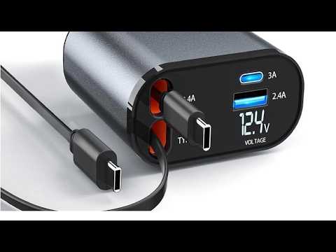 Швидка зарядка автомобільна 120W для прикурювача зарядний пристрій для гаджетів в машину Quick Charge 3.0 сіра, видео 1