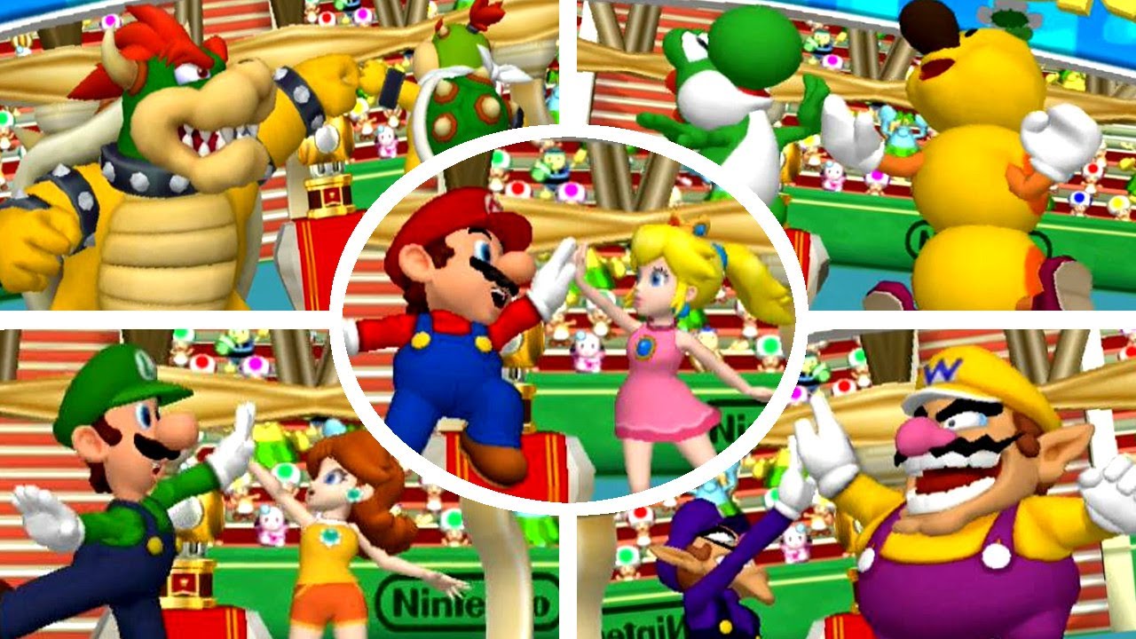 Mario Power Tennis - All Character High-Five Animations (Doubles)