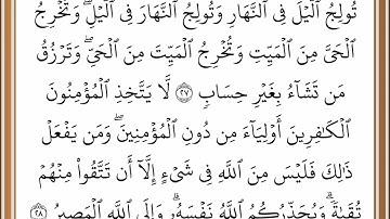 سورة آل عمران - من الآية 27 إلى الآية 28 - بصوت القارئ خليفة الطنيجي - رواية حفص عن عاصم