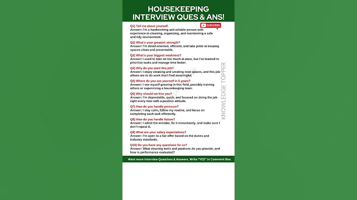 Housekeeping Interview Questions and Answers | Housekeeping Training Video