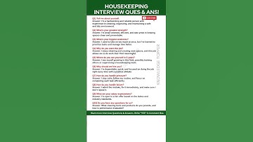 Housekeeping Interview Questions and Answers | Housekeeping Training Video