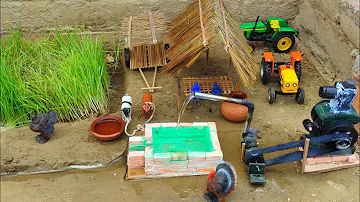 DIY Agriculture farming |Village house | mini farm - with water pump | cow shed | TUBWELL