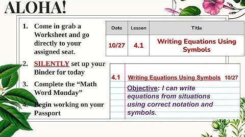 4.1 - Writing Equations Using Symbols